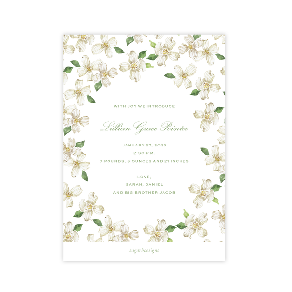 Thorp Dogwood Border Birth Announcement
