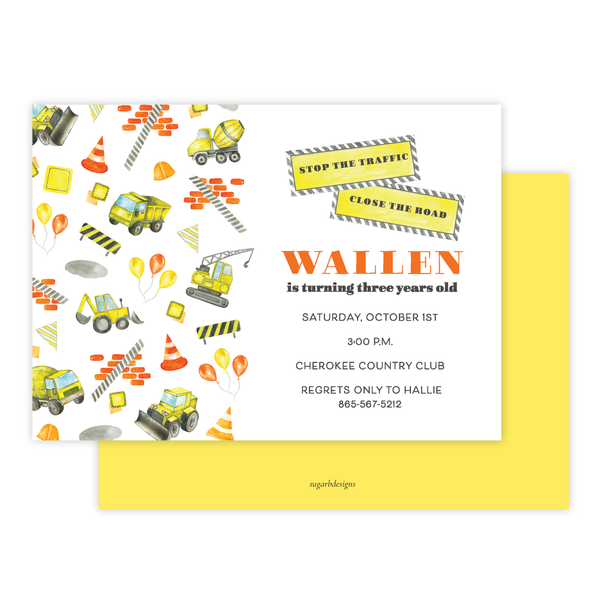 Traffic Cone Birthday Invitation