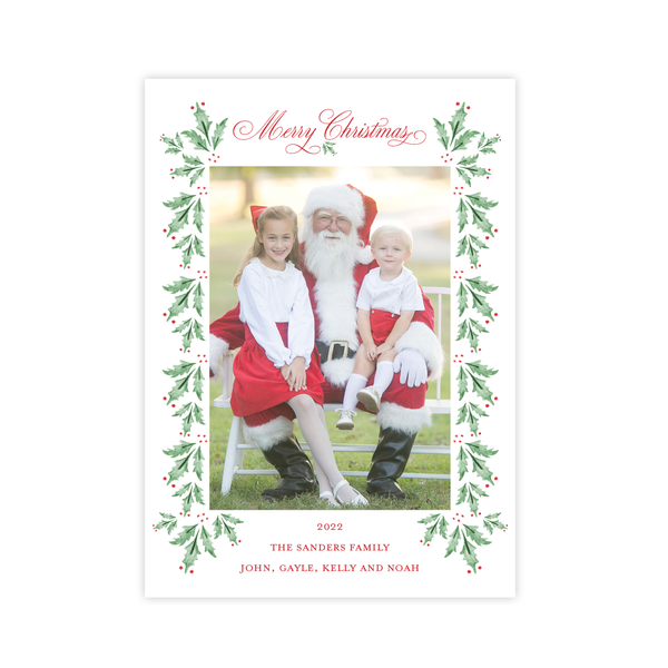 Truett Holly Christmas Card Portrait with No Photo on Back