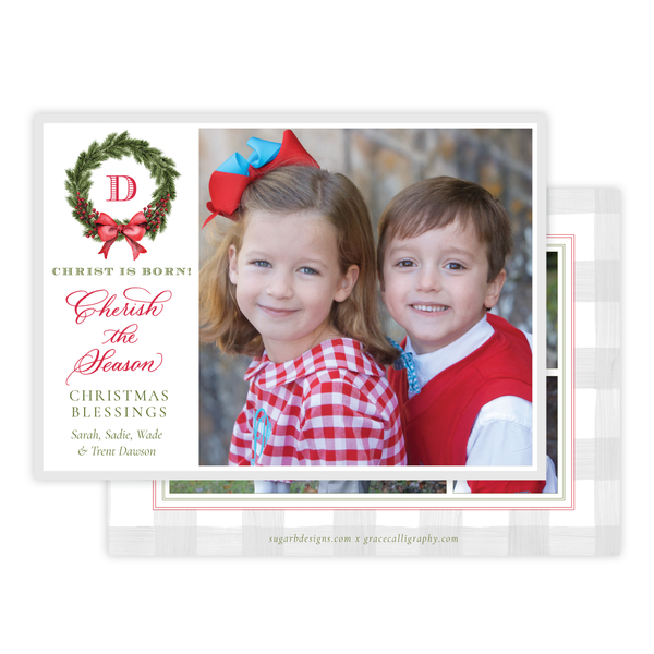 Taylor Tinsel Landscape LARGE Front Photo, Four Photo Christmas Card