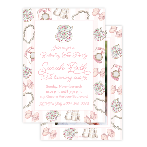 Tea and Pearls Birthday Invitation