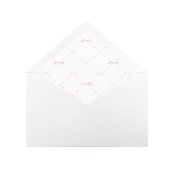 Quita Pink Triumphant Bow Letterpress Fine Paper Fold Over Stationery