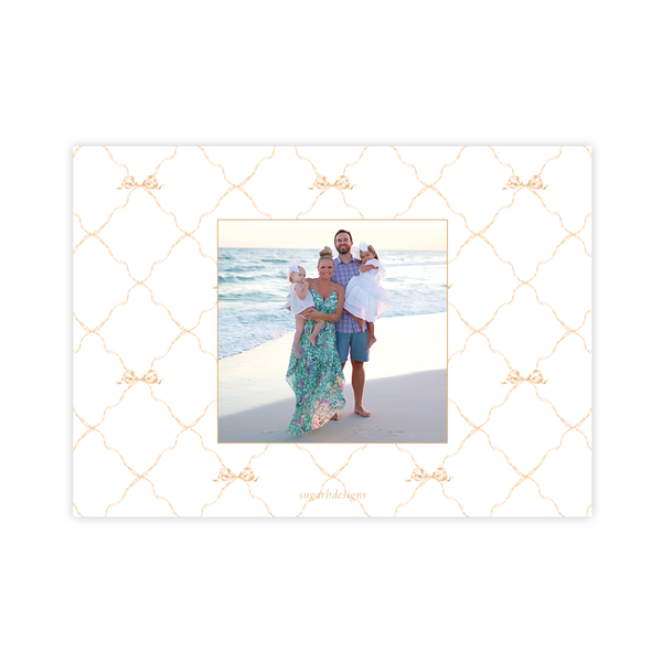 Triumphant Trumpet and Pink Bow Landscape Christmas Card