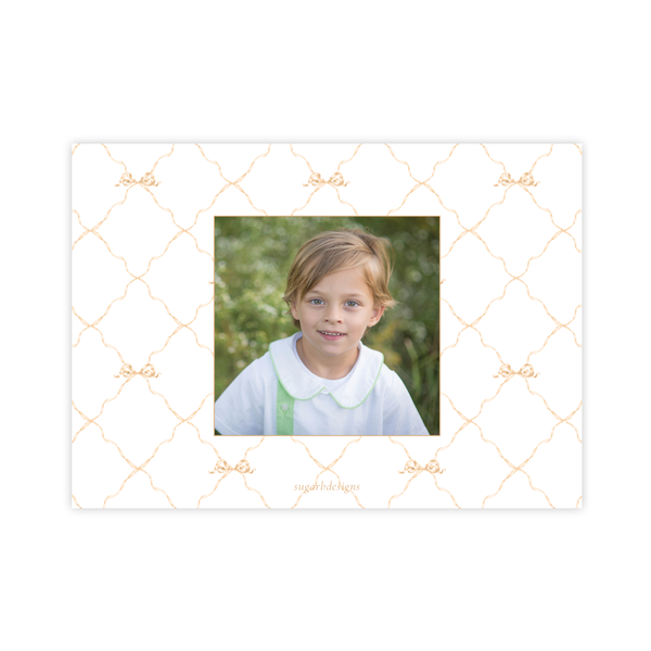 Triumphant Trumpet and Green Bow Landscape Christmas Card