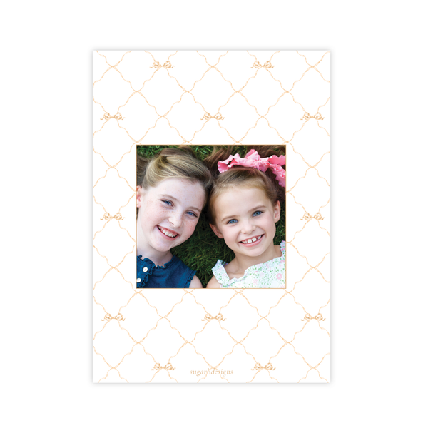 Triumphant Trumpet and Pink Bow Portrait Christmas Card