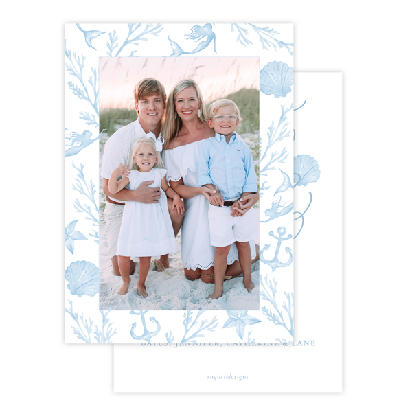 Under the Sea Blue Portrait Christmas Card