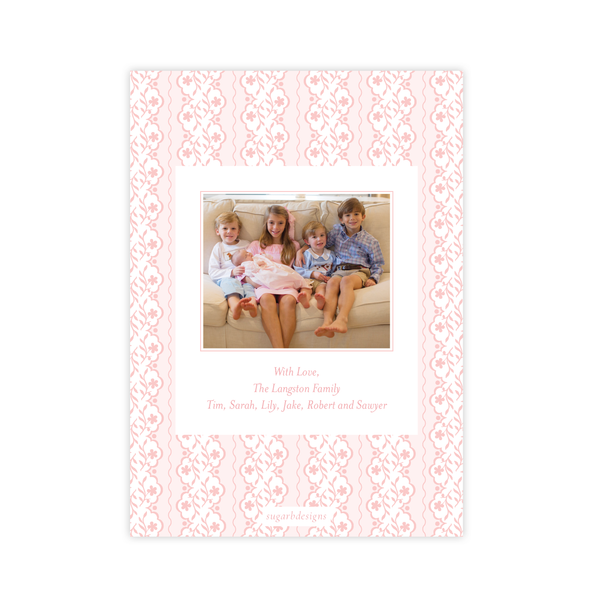 Vivian's Flower Pink Birth Announcement