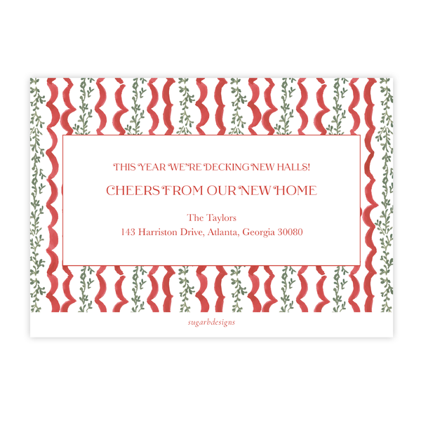 Wadsworth Wreath Change of Address Christmas Card