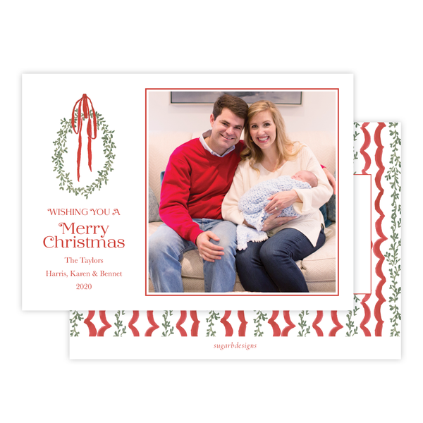 Wadsworth Wreath Change of Address Christmas Card