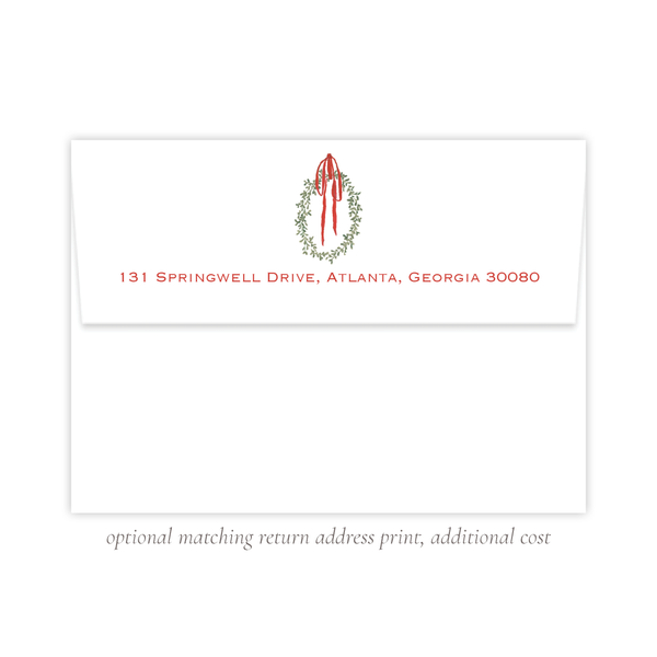 Wadsworth Wreath Change of Address Christmas Card