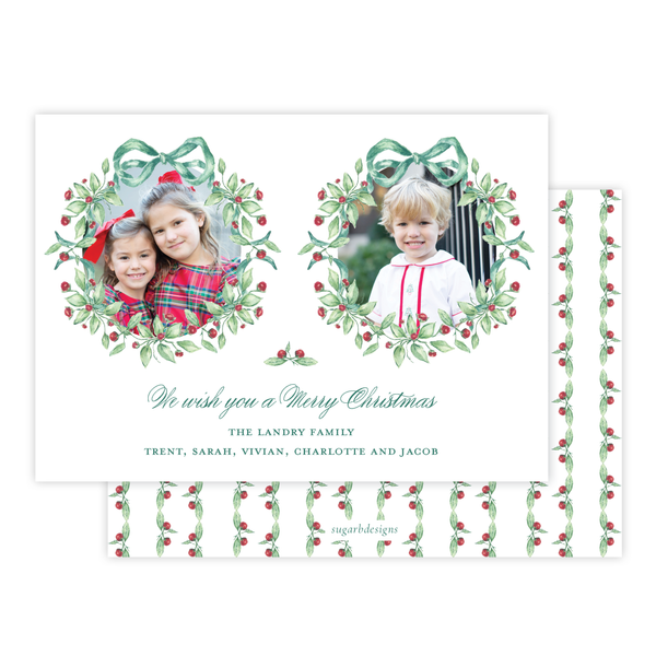 Warne Wreath Christmas Card Landscape No Photo on Back