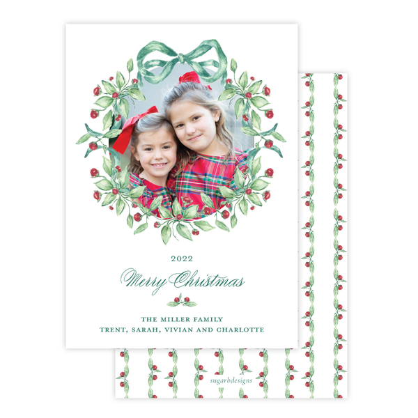 Warne Wreath Christmas Card Portrait No Photo on Back