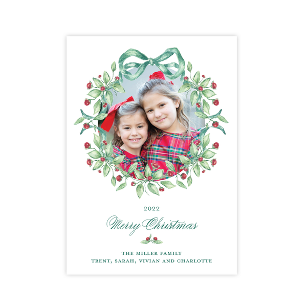 Warne Wreath Christmas Card Portrait No Photo on Back