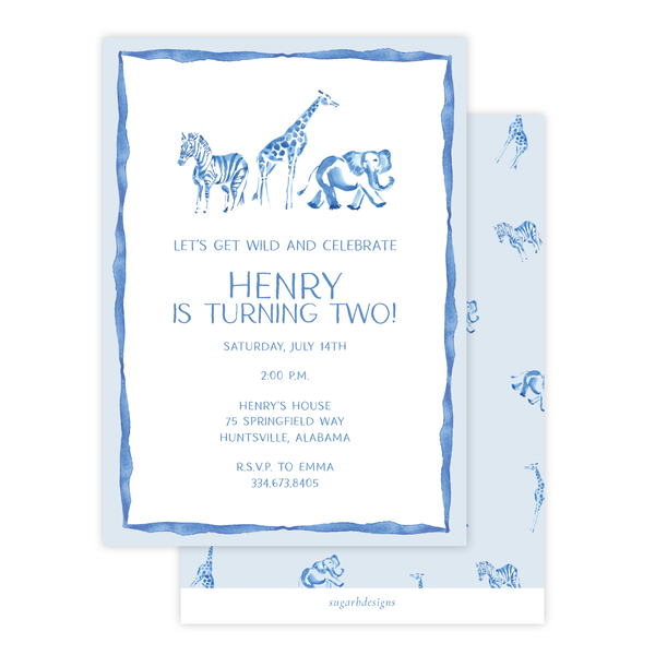 Winston Wild Blue Birthday Invitation