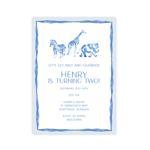 Winston Wild Blue Birthday Invitation