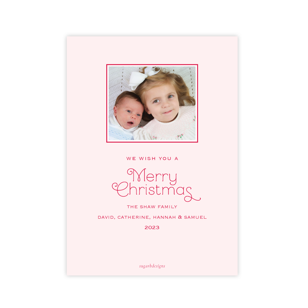Colorful Gingerbread Pink Christmas Card