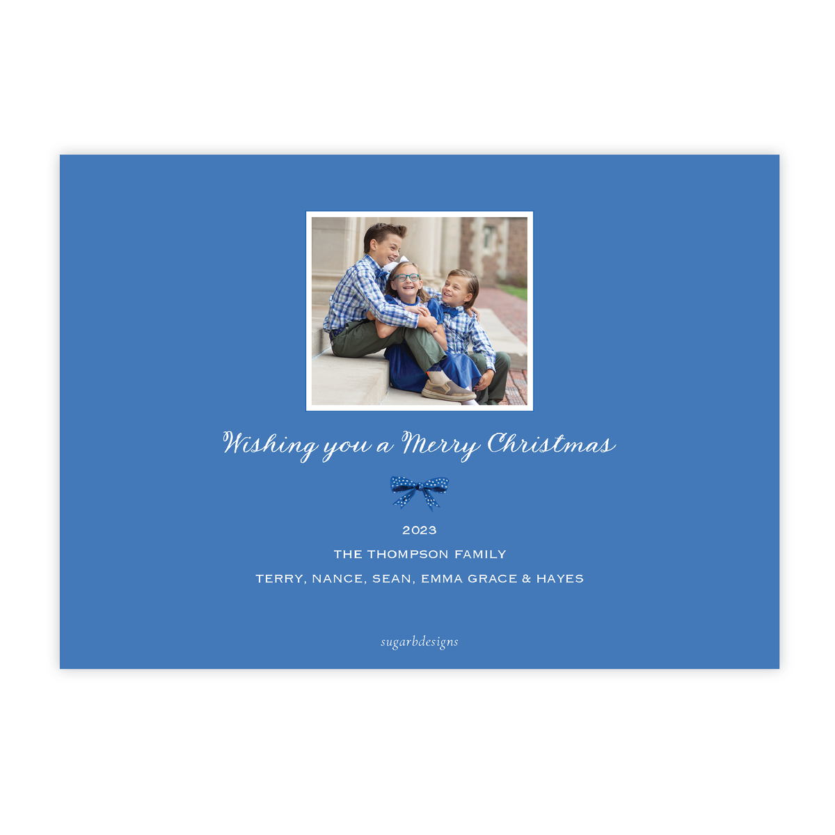Denson Blue Border Landscape Christmas Card – Sugar B Designs