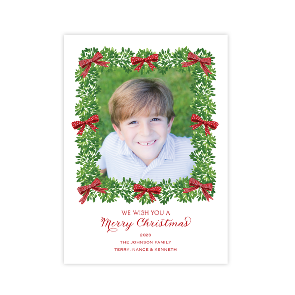 Denson Border Gingham Portrait Christmas Card