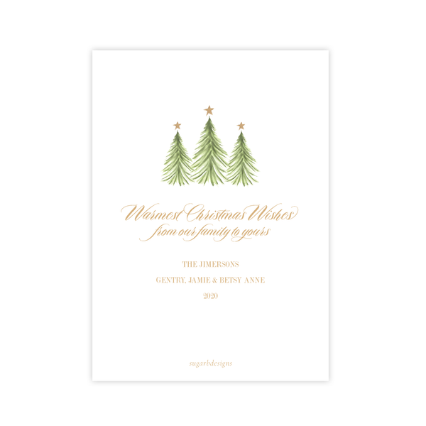 Hagan Tree Border Green Christmas Card Portrait