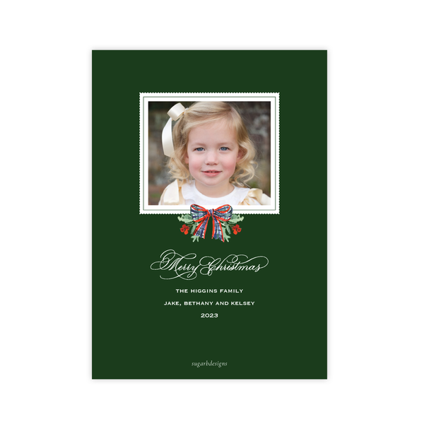 Parish Holly Border Portrait Christmas Card
