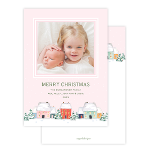 Snowy Days Pink Christmas Card
