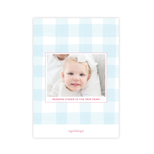 Sweet Treats Blue and Pink Christmas Card Portrait