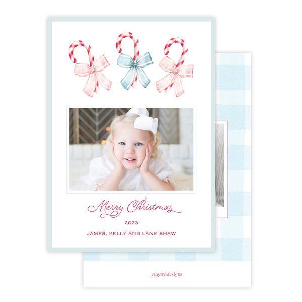 Sweet Treats Blue and Pink Christmas Card Portrait