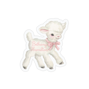 Vintage Lamb Pink Die Cut Sticker