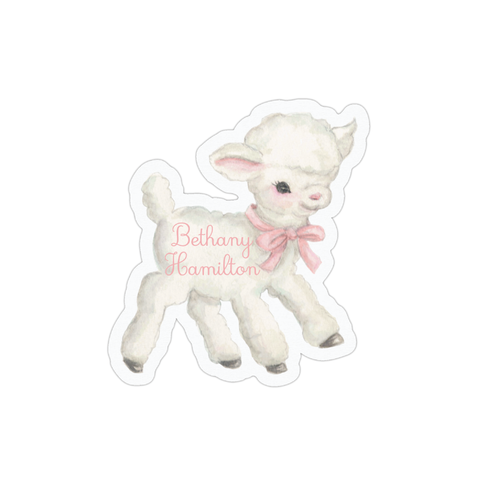 Vintage Lamb Pink Die Cut Sticker