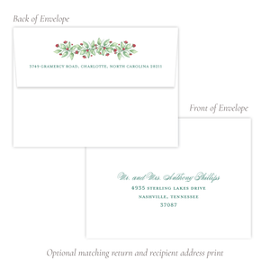 Warne Wreath Christmas Recipient AND Return Address Envelope Print