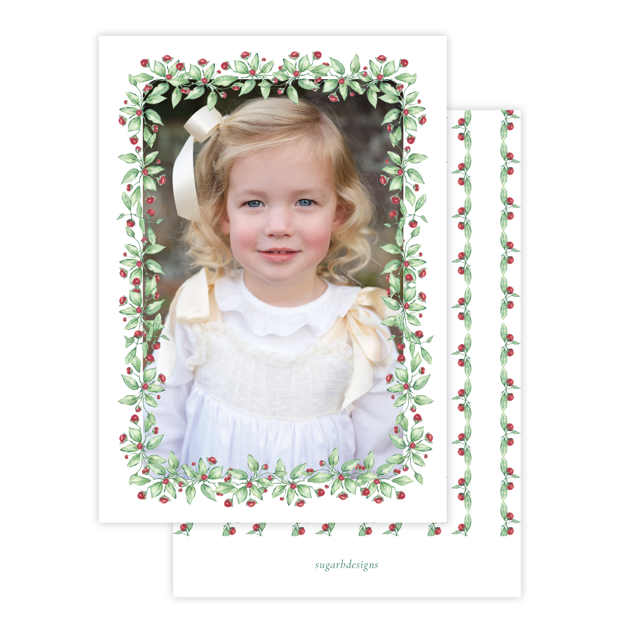 Warne Wreath Full Floral Portrait Christmas Card
