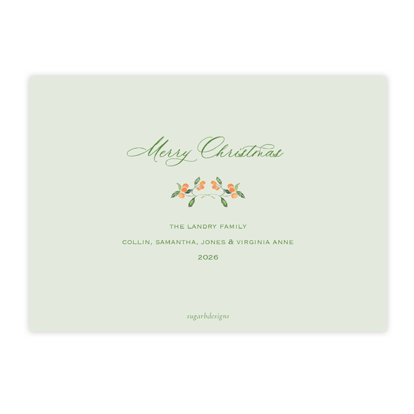Winter Citrus Christmas Card Landscape White