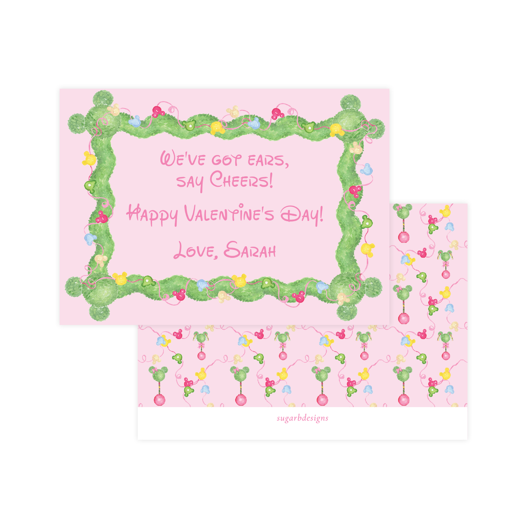 We've Got Ears, Say Cheers! Pink Valentine Card