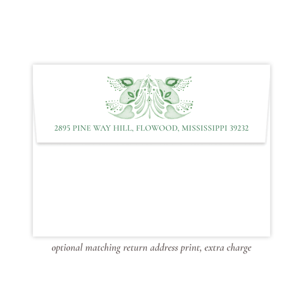 Alleluia Birth Announcement Christmas Card in Green