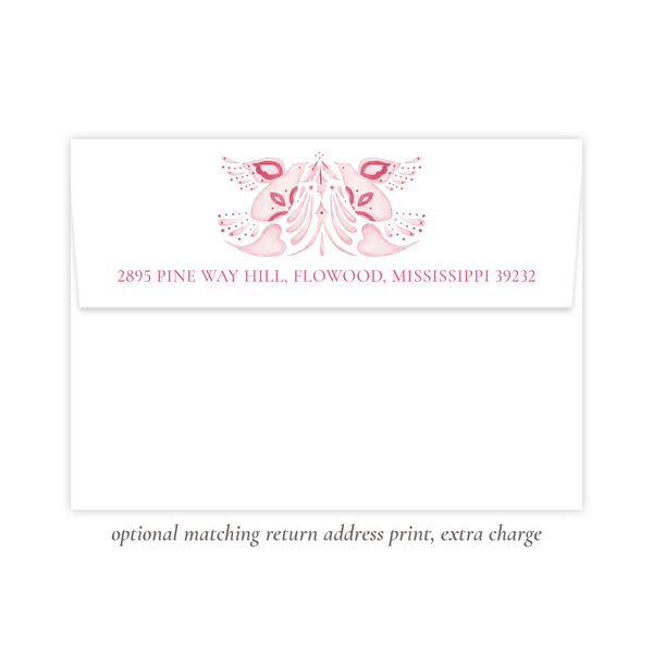 Alleluia Bird Pink Vertical Christmas Card
