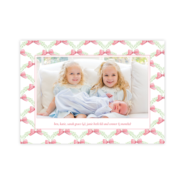 Angel Baby Red Pattern Landscape Christmas Card