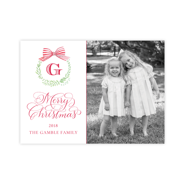 Angel Baby Red Pattern Landscape Christmas Card