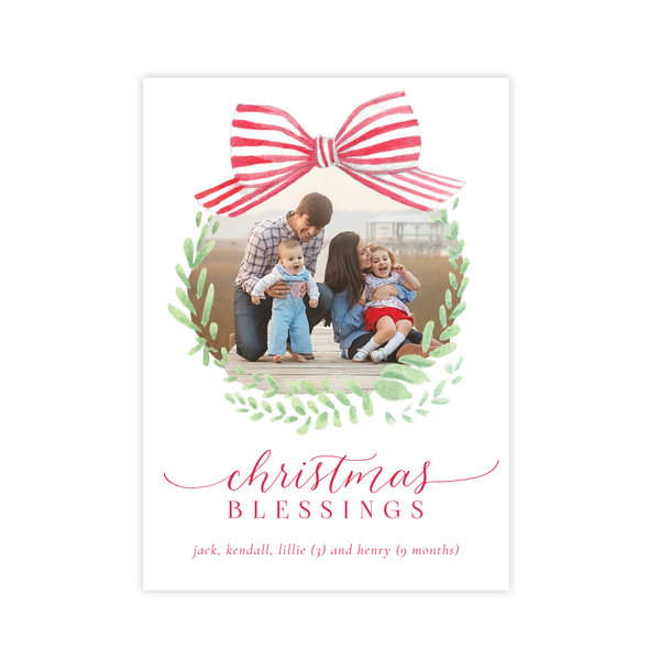 Angel Baby Red Wreath Two Sides Christmas Card