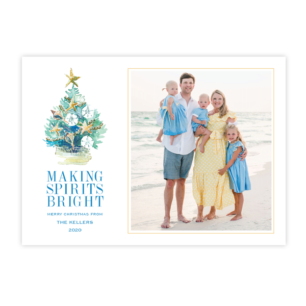Beach Tree Christmas Card Landscape by Sugar B Designs