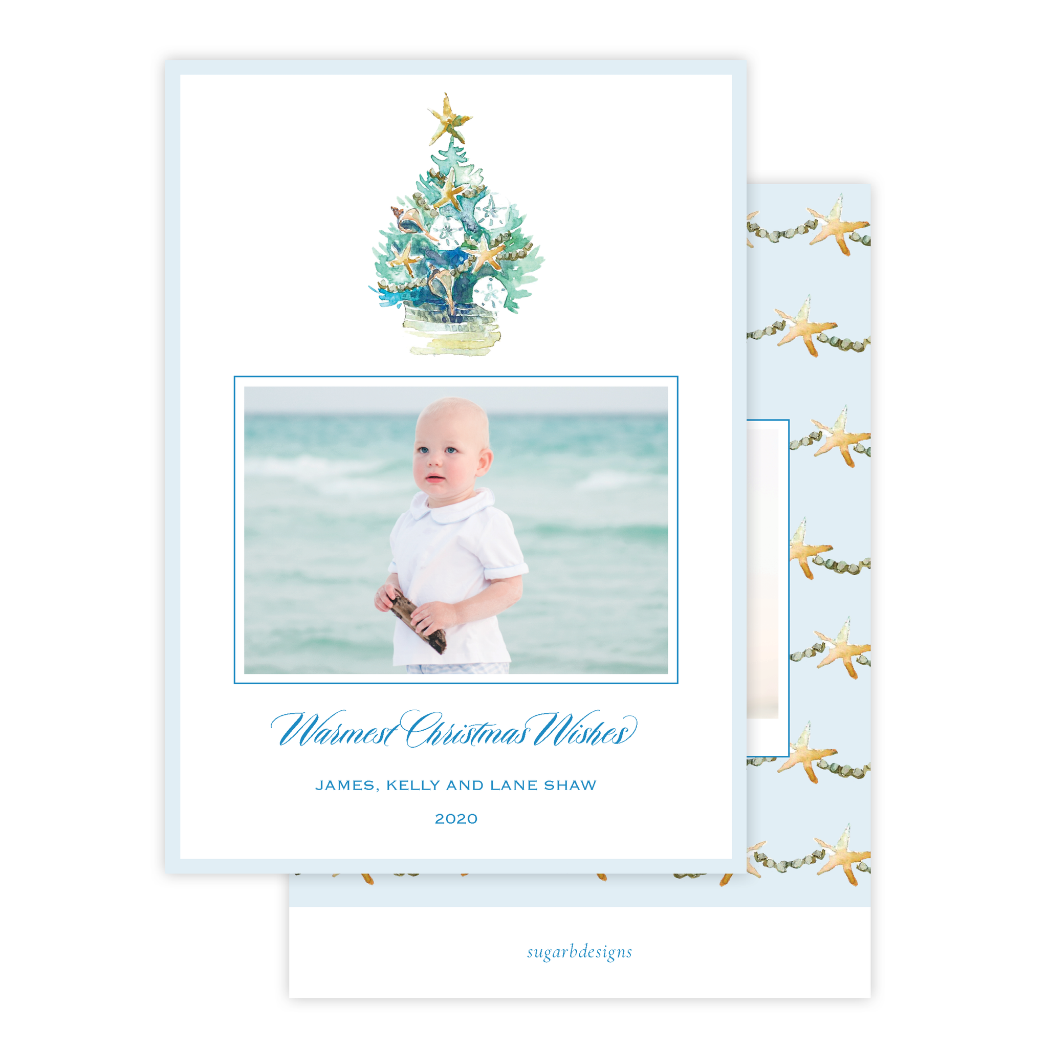 Beach Tree Christmas Card Portrait