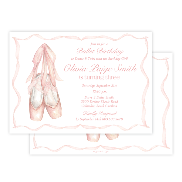 Ballet Slippers Birthday Invitation