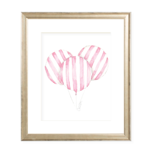 Balloon Pink Stripe Watercolor Print