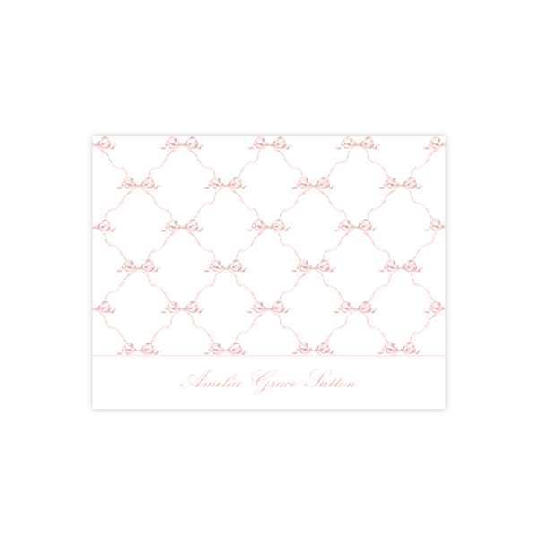 Banner Ribbon Pink Fold Over Stationery