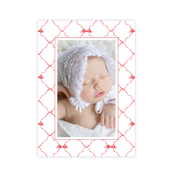 Banner Ribbon in Red Birth Announcement Christmas Card