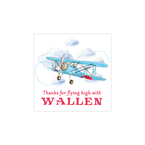 Biplane Birthday Square Sticker