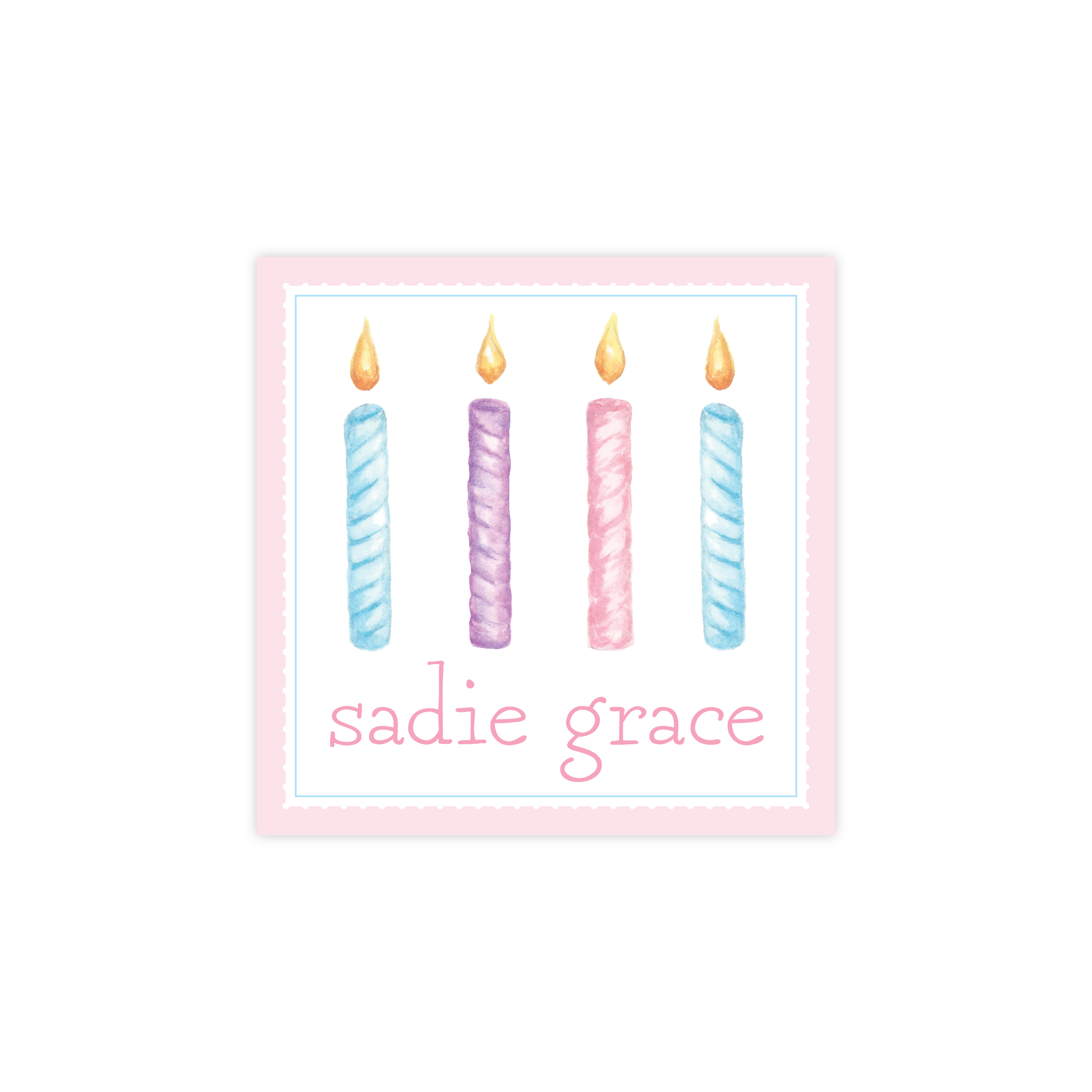 Birthday Candles Colorful Pink Square Sticker
