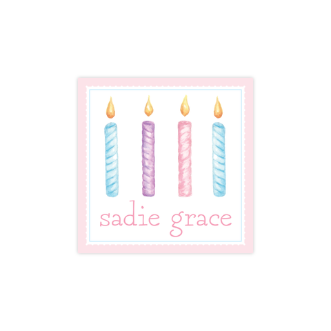 Birthday Candles Colorful Pink Square Sticker