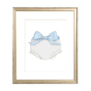Bloomers and Bow Blue Watercolor Print