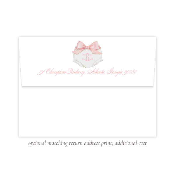 Bloomers and Bow Pink Baby Shower Invitation
