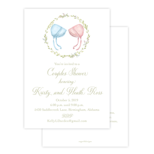 Bailey's Bonnet Pink and Blue Twins Baby Shower Invitation